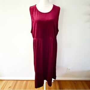 Vintage Women Velvet Red Maxi Dress Whimsigoth Vamp Holiday Grunge Dark Casual